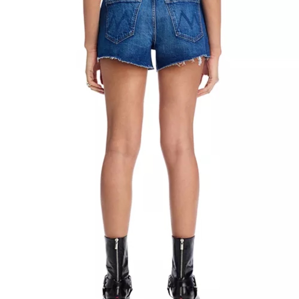 MOTHER Indigo Jean Shorts with Frayed Hem - Picture 9 of 9
